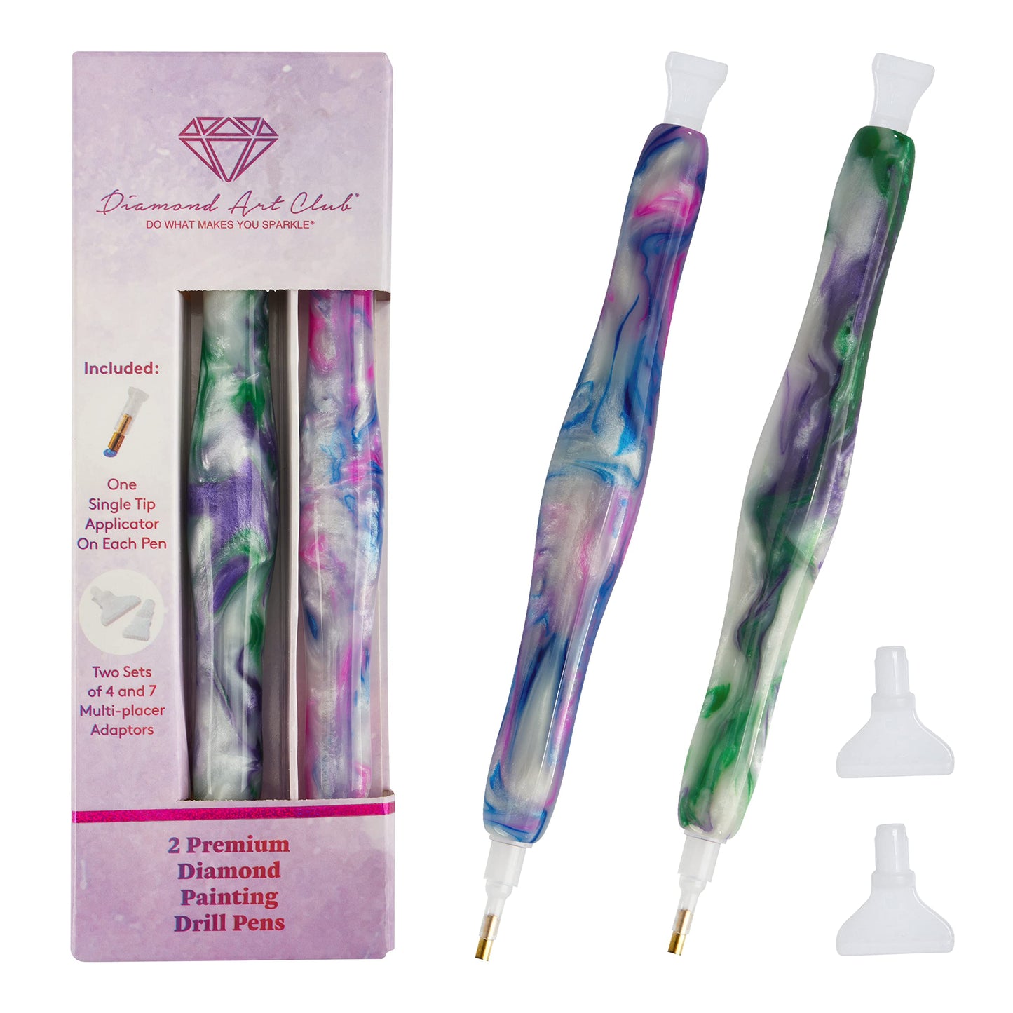 DIAMOND ART CLUB Premium Drill Pen, Comfortable Diamond Painting Pen, Diamond Art Accessories and Tools, 2 Pack, Carnival Delight and Royal Rhapsody Swirl