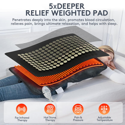 UTK Upgrade Far Infrared Heating Pad for Back, 5X Deeper Pain Relief Pure Jade Heating Pad with 153 Natural Jades, Hotter to 159℉, Weighted Electric Mat with Larger Heat Area, 4H Auto-Off, 31"x 21"