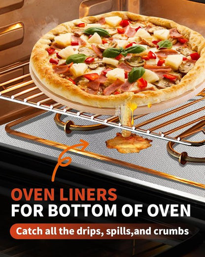 Heavy Duty Oven Liners by [Brand Name] - 2 Pack Reusable Mats, 17"x 25" | BPA & PFOA Free, Silver