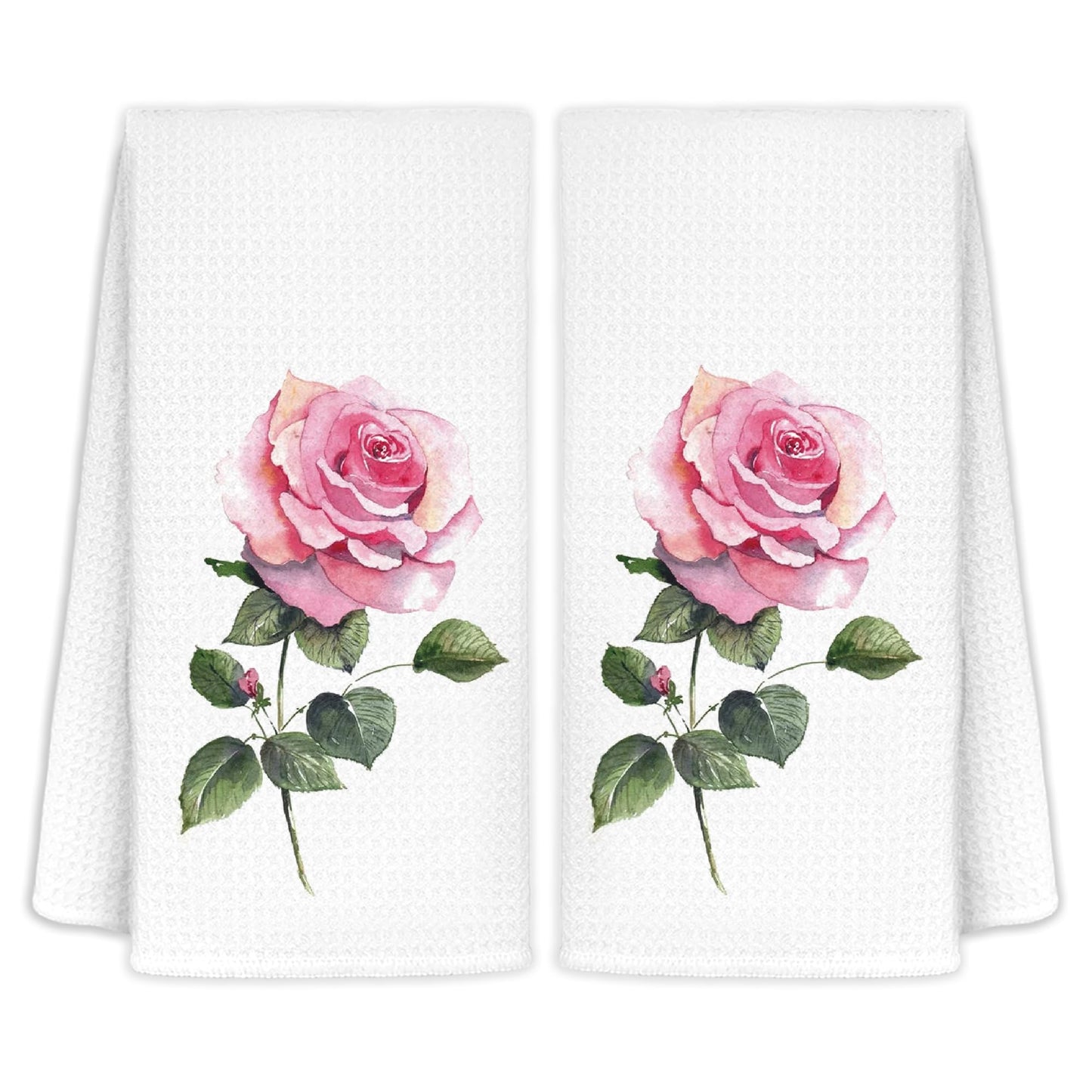 CIOJUNE Roses Flowers Floral Kitchen Towels Set of 2 - Roses Flowers Decorative Hand Towels for Bathroom Decor Dish Towels for Kitchen Floral Hand Towels, 16x24