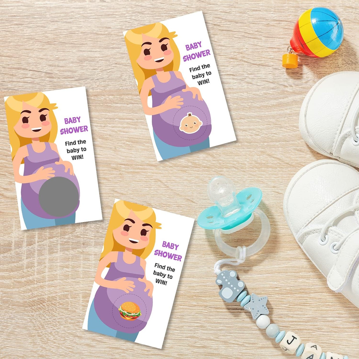 40 Cute Baby Shower Games - Scratch Off Lottery Ticket Raffle Cards with 4 Winners & 4 Loser Designs