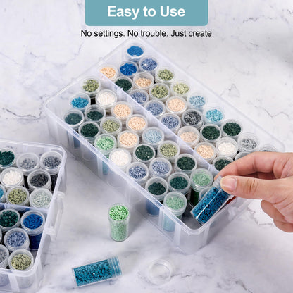 MERATIA Diamond Painting Storage Container, 3-Tier Bead Organizer Box with 150 Slots, Stackable Crafts Organizers for DIY Diamond Art Craft Jewelry Bead Storage
