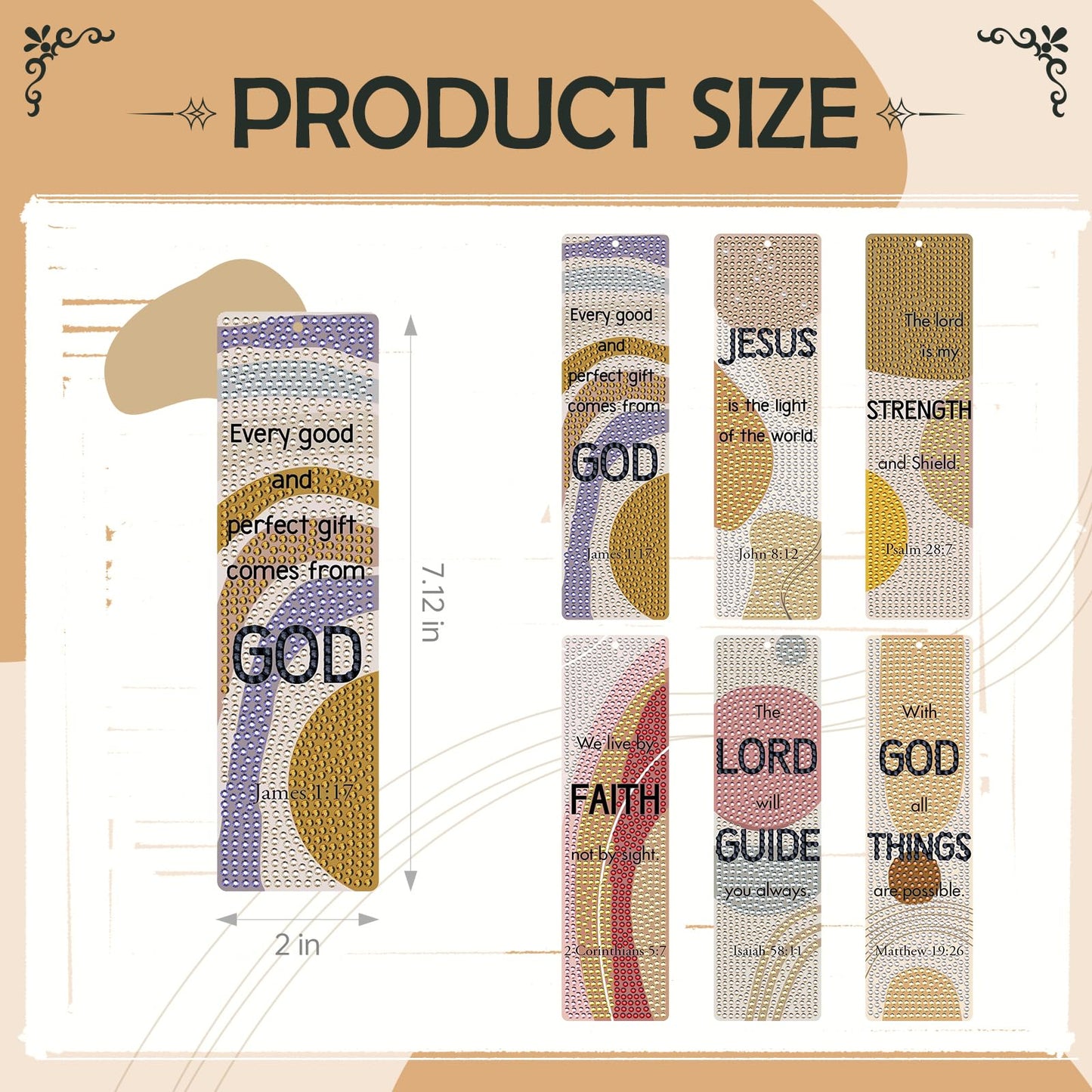 Bible Verse Diamond Art Bookmarks - 6 PCS DIY Boho Diamond Painting Bookmarks Kits Religions Aesthetic Christian Art Craft Inspirational Christmas Birthday Gift for Book Lovers Adult Beginners