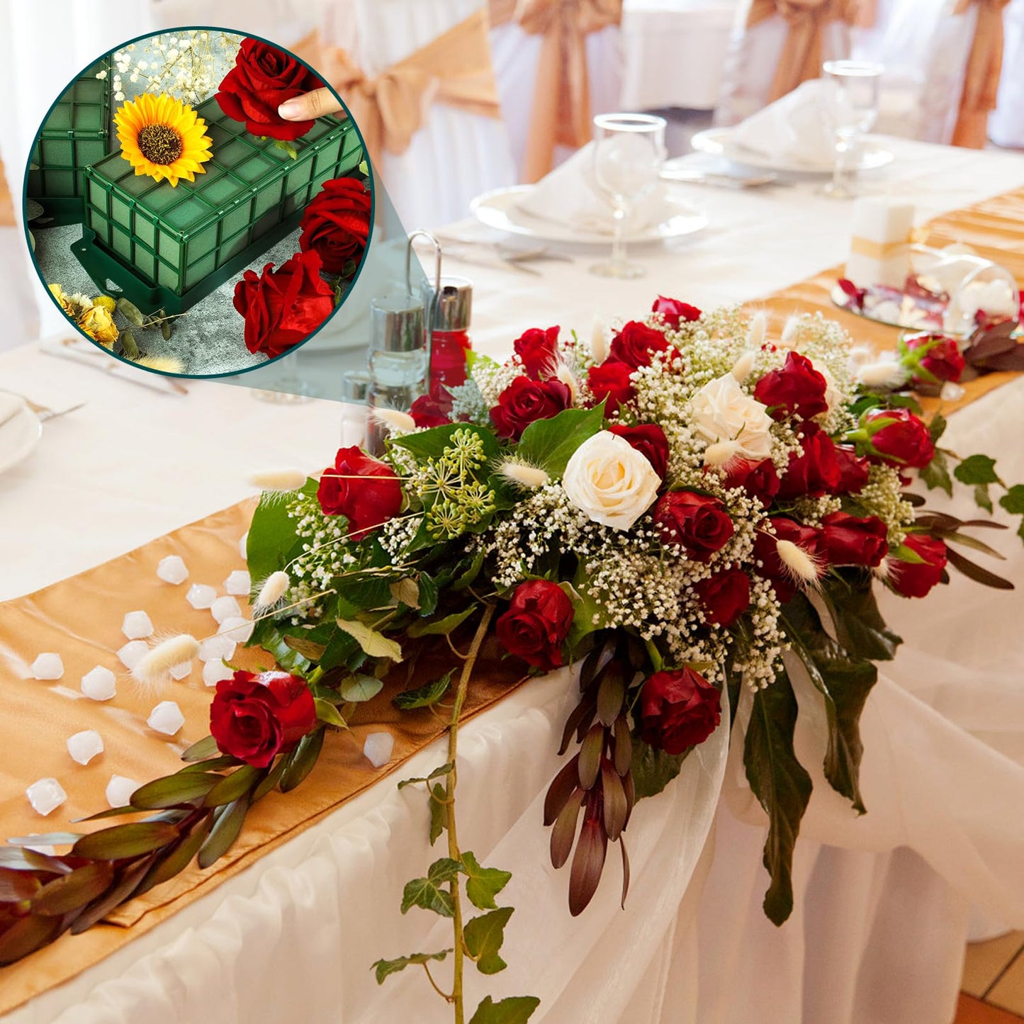 4 Pack Floral Foam Cage, Foam Cage Blocks for Fresh Flower, Green Flower Cage Holders for Artificial Flower Arrangement, Wedding Holiday, Interior and Garden Decorations