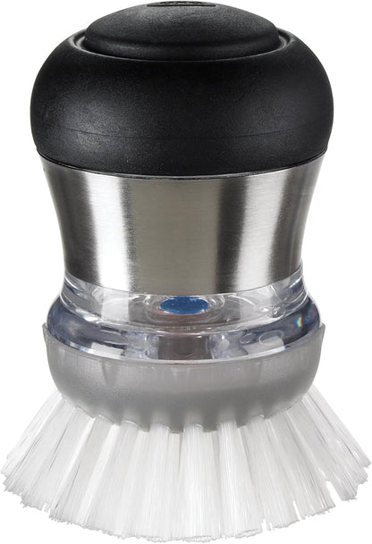 OXO Steel Palm Brush with Soap Dispenser - Perfect for Dish Cleaning