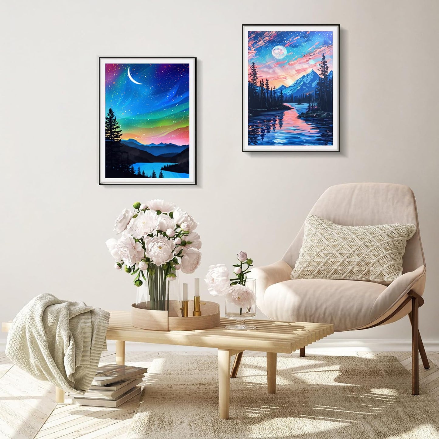 EWJRNSF 5D Diamond Painting Kits for Adults Beginners, Diamond Arts Kits Diamond Art Sets,Gem Painting Arts & Crafts Home Wall Decoration 11.8x15.7 Inches 2 Pack Moonlight