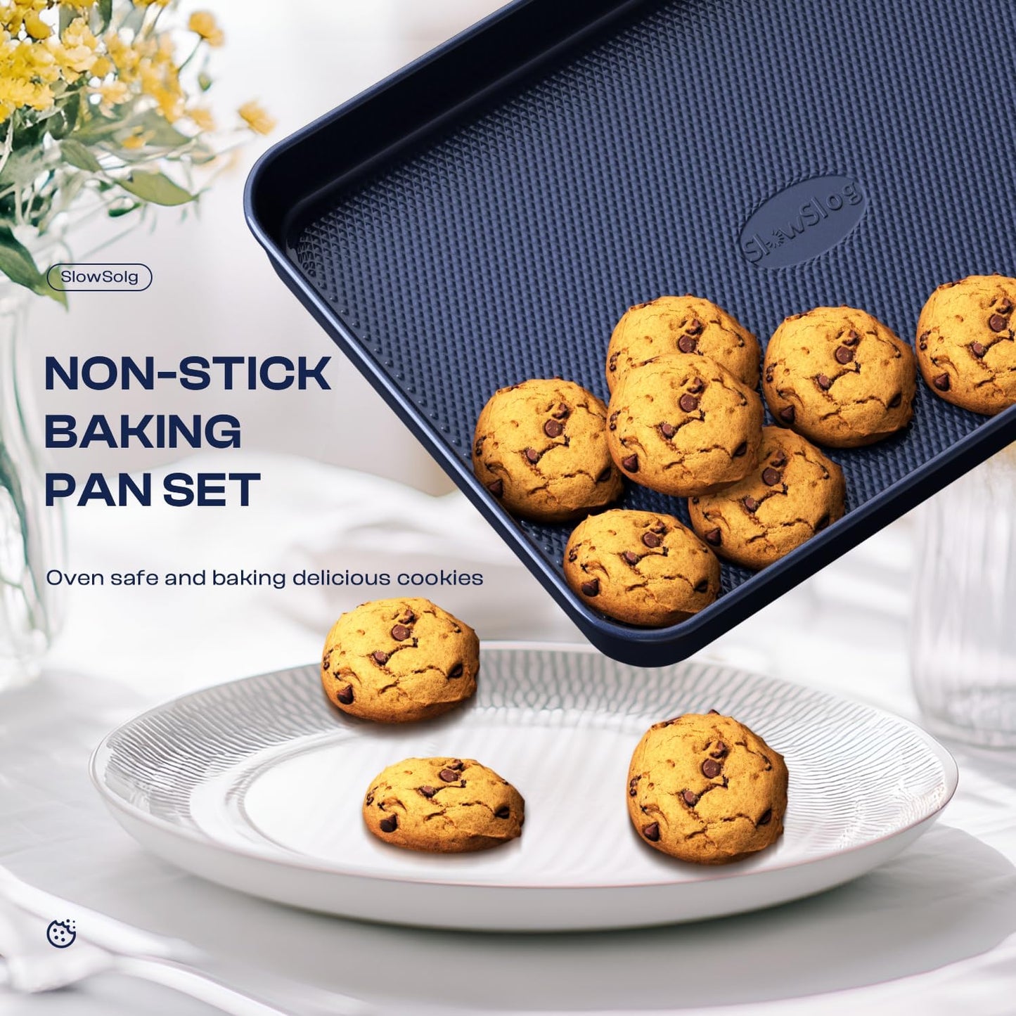 Regine Switzerland 12-Piece Nonstick Bakeware Set - Oven Safe Ceramic Coated in Blue with Essential Utensils