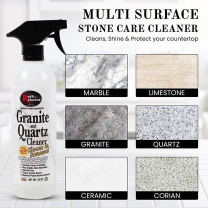 Rock Doctor Granite & Quartz Cleaner Spray 24 oz.Can, Cleans Tile, Marble, Kitchen Countertop, and Natural Stone Surfaces, Streak-Free Shine Pack of 2