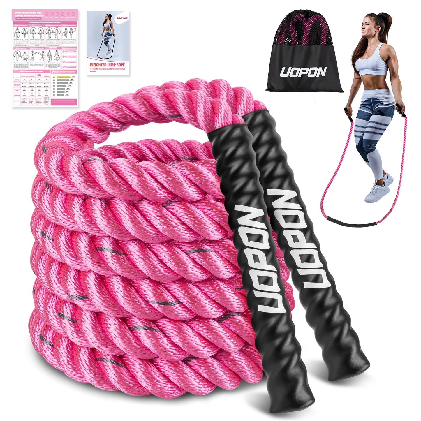 Weighted Jump Rope for Women, Heavy Skipping Rope for Exercise with Training Poster, 9.2FT Weight Fitness Jump Rope for Improve Strength, Building Muscle & Total Body Workout Equipment