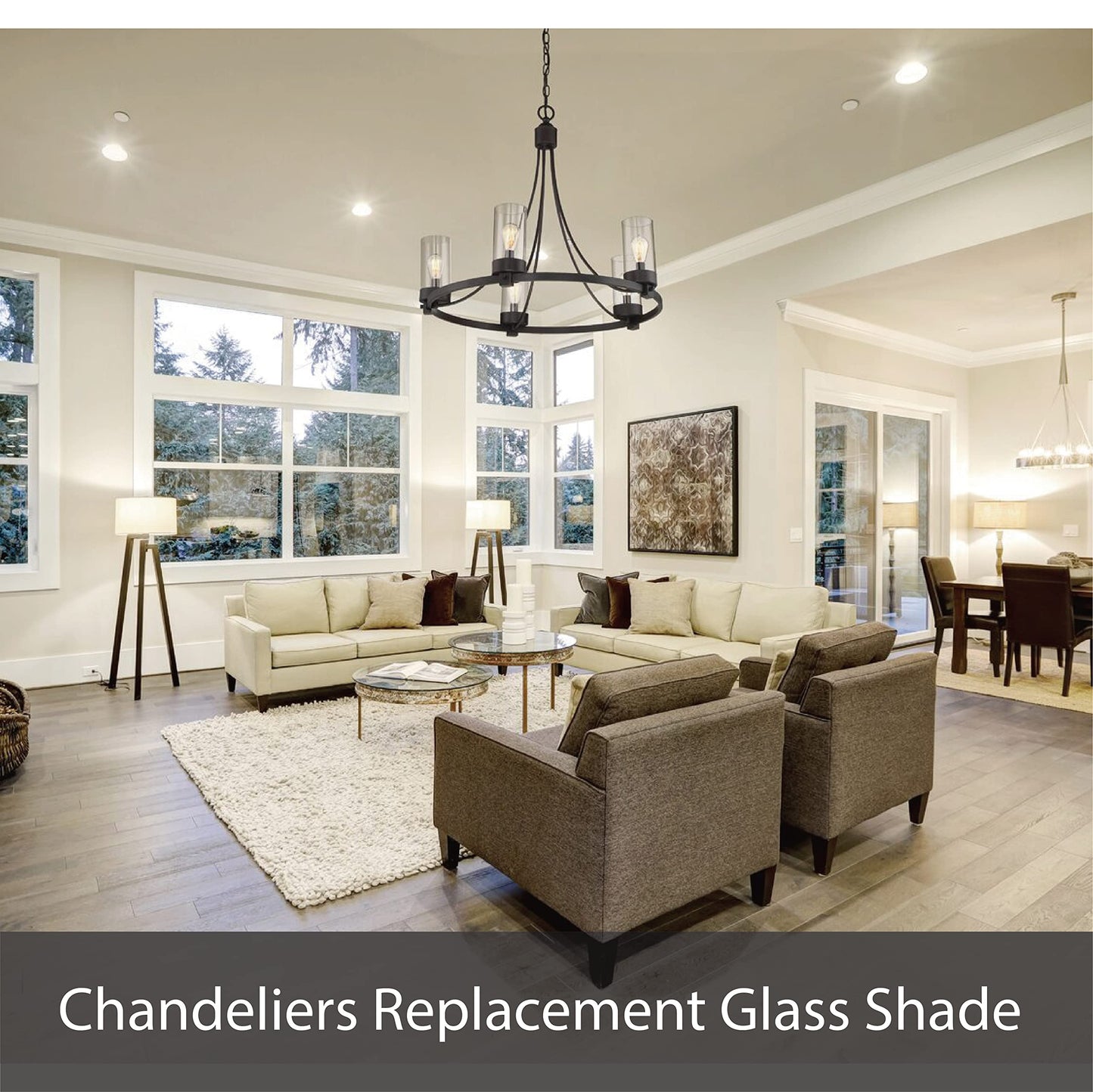Aspen Creative 23524-60-1, Clear Glass Shade for Lighting Fixture, Pendant, Vanity, Wall Light, Size: 5" D x 6-1/4" H
