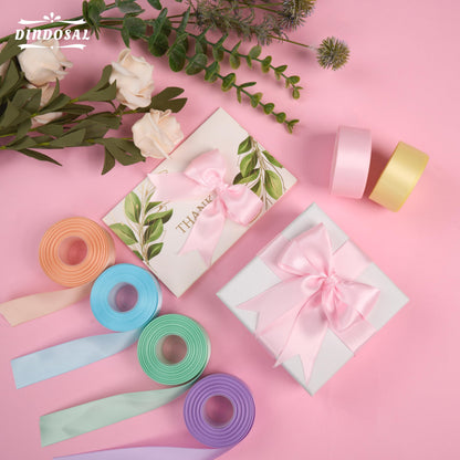 DINDOSAL Pastel Ribbon Set 1 Inch x 60 Yards, 6 Rolls Pastel Rainbow Satin Ribbon for Easter Decor, Spring Decorations, Bridal Shower, Gift Wrapping, Bouquets, Party Supplies and Crafts