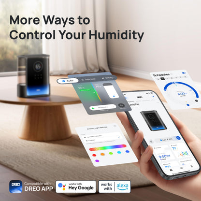 Dreo 8L Smart Humidifier Large Room 600ft², HM717S, 80H Runtime Supersized Warm and Cool Mist Humidifiers for Bedroom Baby, 28dB Quiet Air Humidifier for Plants Indoor, Home, Whole House, Silver