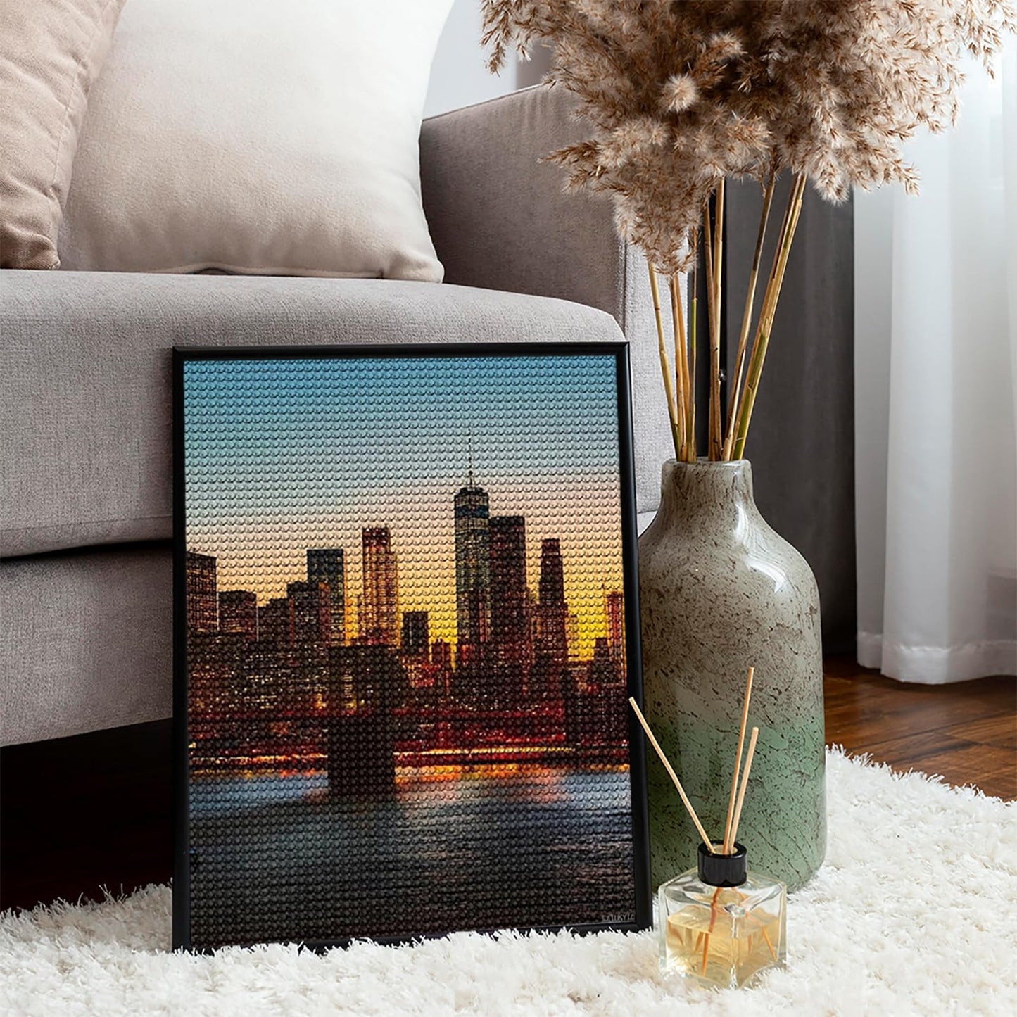 EATUKYIC New York City Manhattan Bridge Skyline Diamond Art Painting Kits for Adults Full Drill 5D DIY Craft for Home Decor Gift 12"x16"