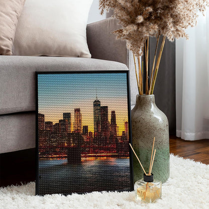 EATUKYIC New York City Manhattan Bridge Skyline Diamond Art Painting Kits for Adults Full Drill 5D DIY Craft for Home Decor Gift 12"x16"