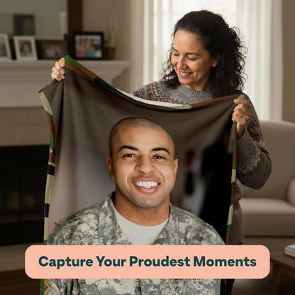 50"x60") Personalized Photo Blanket with Pictures - Custom Picture Blanket - Printed in USA - Vibrant Colors - Soft