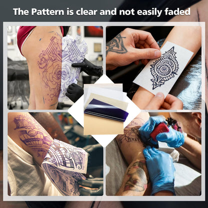 BIOMASER Upgraded Tattoo Transfer Paper,100 Sheets Tattoo Stencil Paper for tattooing,A4 size Tattoo Printer Paper 4 Layers Thermal Transfer Tracing Paper DIY Tattoos with Easy-Tear Perforation
