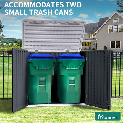 YITAHOME Outdoor Horizontal Storage Sheds w/o Shelf, Weatherproof Resin Tool Shed, Multi-Opening Door for Storage of Bike, Trash Cans, Garden Tools, 35 cu ft, Waterproof, Lockable, Dark Gray