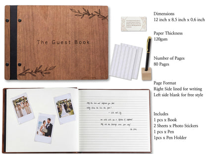 Aspen Studio Guest Book with Signing Pen with Photo of Polaroid for Wedding Book and Memorial Occasions Guest Signing Book for Wedding, Memory Guest Book