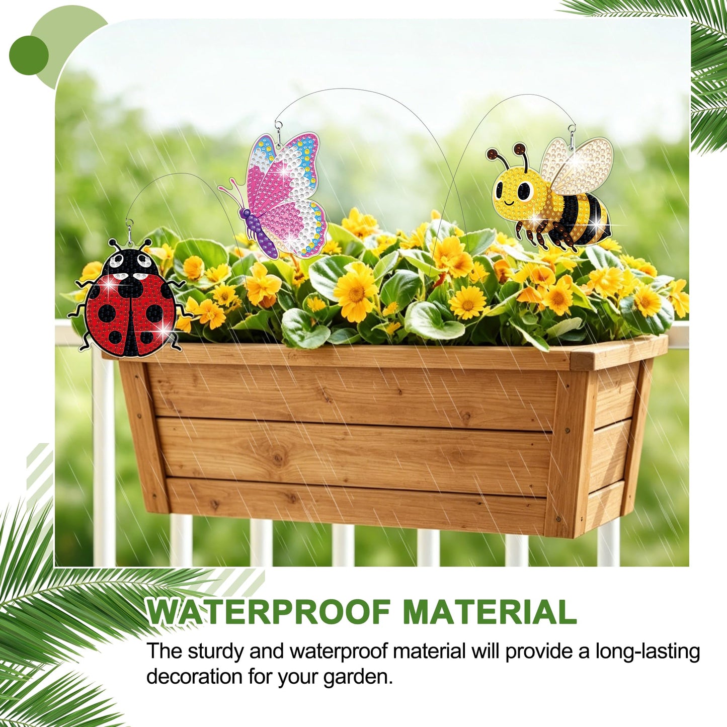 Morledoa 8 Pcs Spring Diamond Art Kits for Adults, Swaying Diamond Painting Stakes for Garden Decor with Butterfly, Hummingbird, Ladybug, Bee