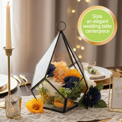 D'Eco Glass Teardrop Centerpiece (6x6x7)- Tabletop or Hanging Planter Terrarium- Spring Home & Wedding Decor- Fill with Succulents, Cacti, Air Plants, Moss, Flowers for Plant Lovers