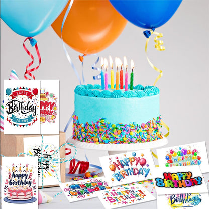 Pinovk 100 Pack Happy Birthday Postcards - Assortment Bulk Birthday Postcards Blank Happy Birthday Postcards 4x6 Inches, 10 Unique Designs, Ideal for Kids, Men, Women, and Elderly