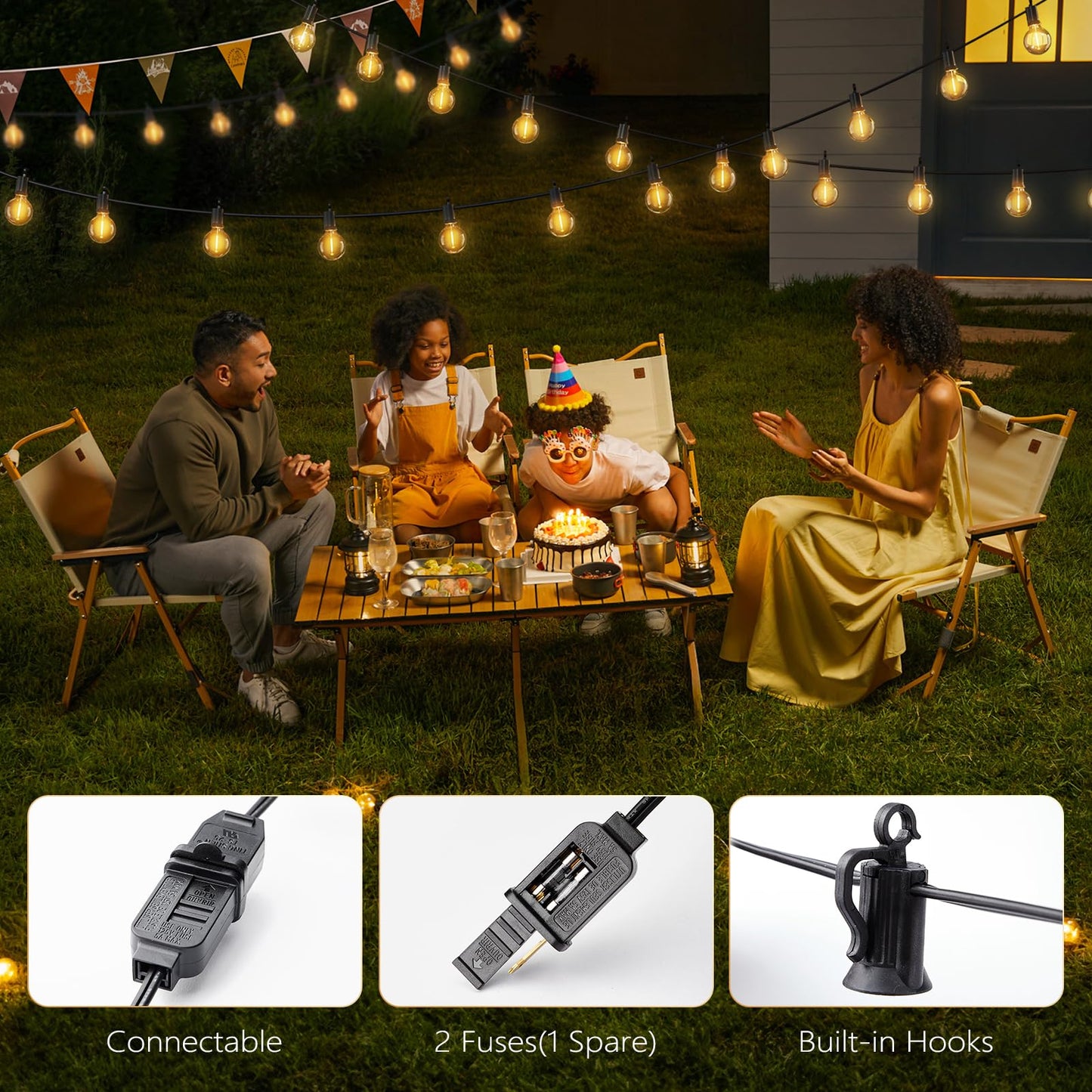 Brightown Outdoor String Lights - Waterproof Globe Patio Lights 30 Ft with 30 G40 Shatterproof LED Bulbs, Connectable Commercial Hanging Light for Backyard, Bistro, Porch, Cafe, Deck, Garden