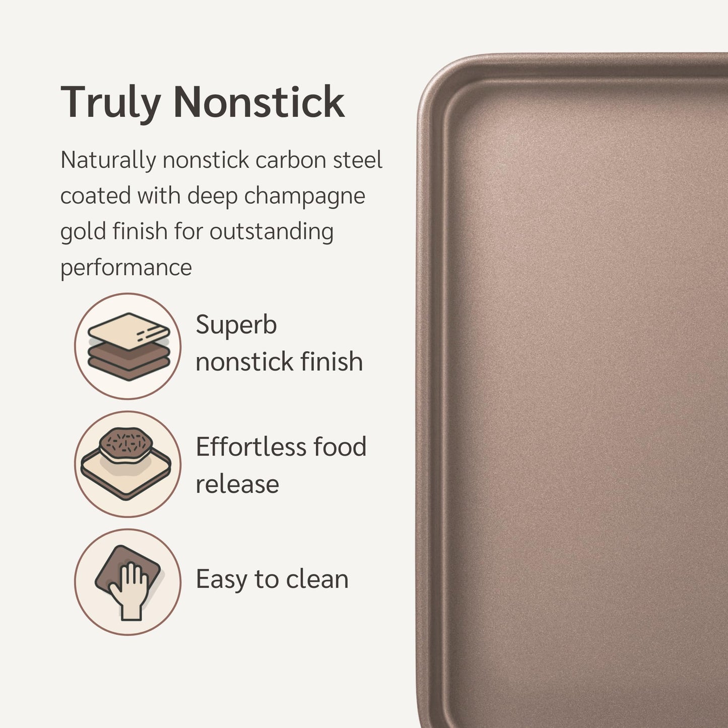 HAPPIELS Nonstick Baking Sheet Set of 2 | PFOA & BPA Free Non Toxic Carbon Steel Cookie Sheets | Best Non Stick Oven Cooking Pans & Half Sheet Pan | Best Nontoxic Baking Trays 18 Inch