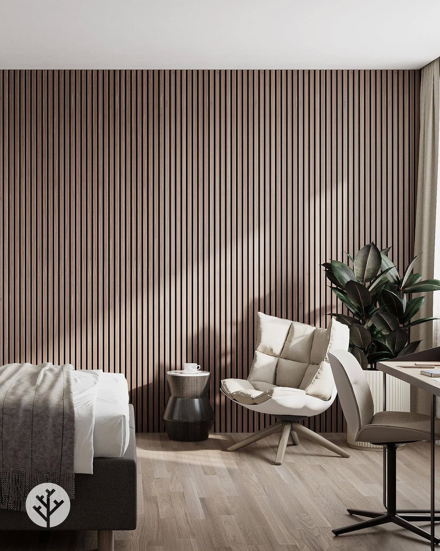 WVH Luxury American Walnut Acoustic Slat Wood Wall Panels, Measures 94.49" x 25.20", Standard Finish, Interior Decor for Walls & Ceilings, Noise Cancelling & Sound Absorbing for Home & Office, 2pcs