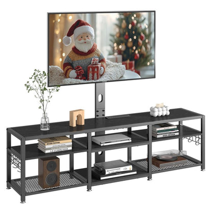VECELO Dresser TV Stand for Bedroom with 5 Fabric Drawers, Entertainment Center for 32/40/43 in TVs, Media Console Table with Storage, Open Shelf, Adjustable Feet, Living Room Furniture, Rustic Gray