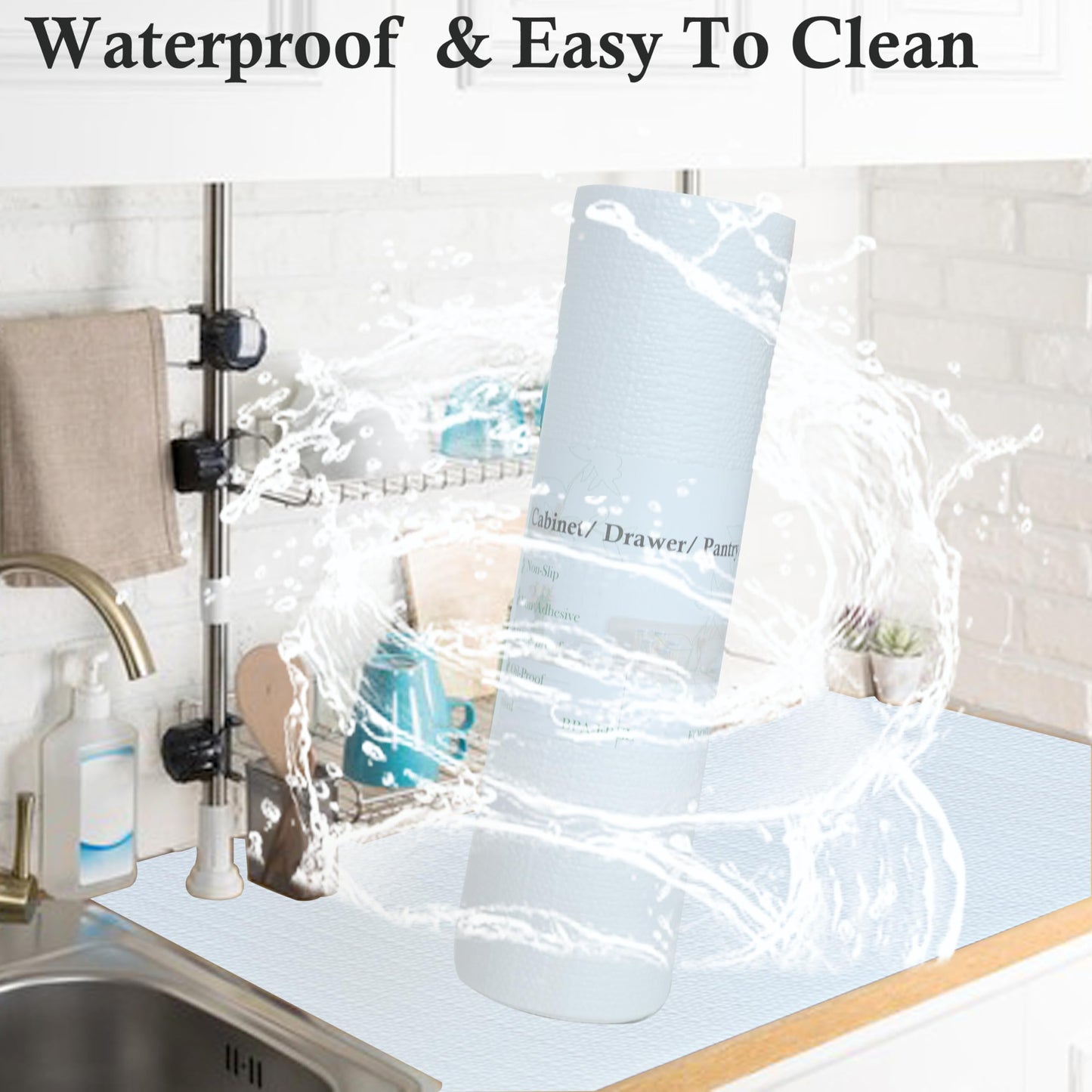 Shelf Liners 16 Inch Wide X 20 Ft Kitchen Cabinet Drawer Liners Non Slip Waterproof Pantry Shelves Refrigerator Liner Non Adhesive Strong Grip Bathroom Drawer Mat Cupboard Dresser Closet Liner