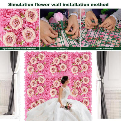 JIIPOREGJ Artificial Flowers Wall Backdrops,Easy to Install and Clean,for Outdoor Family Wedding Wall Panel Backdrop Decoration,15pcs