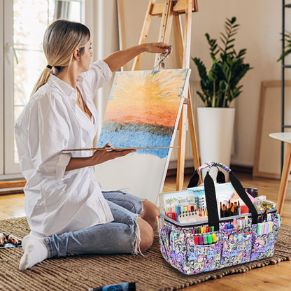 FORTEVIS Multi-Functional Tote Craft Bag Desktop File Folder Carrying Bag With Pockets For Art,Craft,Sewing, Travel, Daily Use,Office (Cat)
