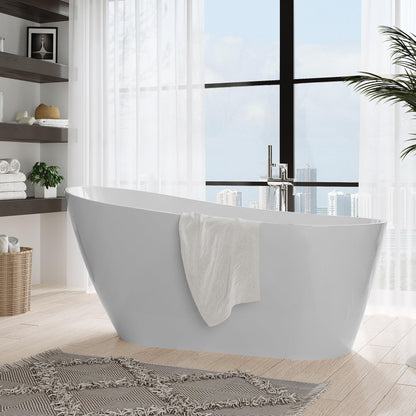 67 Inch Freestanding Bathtubs, Acrylic Free Standing Tub, Integrated Overflow Design, Luxury Freestanding Bathtub for Contemporary Home