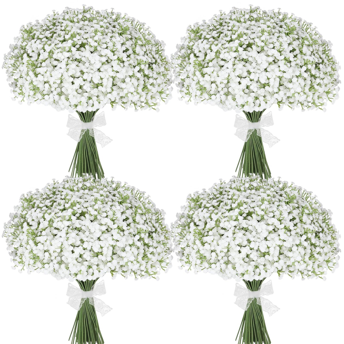 Suaycy 30 Pcs Babys Breath Artificial Flowers, 17.7" Real Touch White Gypsophila Bouquet, Fake Baby Breath Bulk for Wedding Centerpieces, Party, DIY Floral