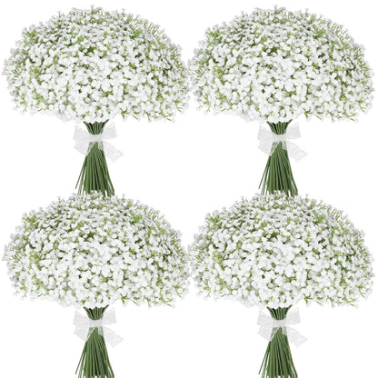 Suaycy 30 Pcs Babys Breath Artificial Flowers, 17.7" Real Touch White Gypsophila Bouquet, Fake Baby Breath Bulk for Wedding Centerpieces, Party, DIY Floral