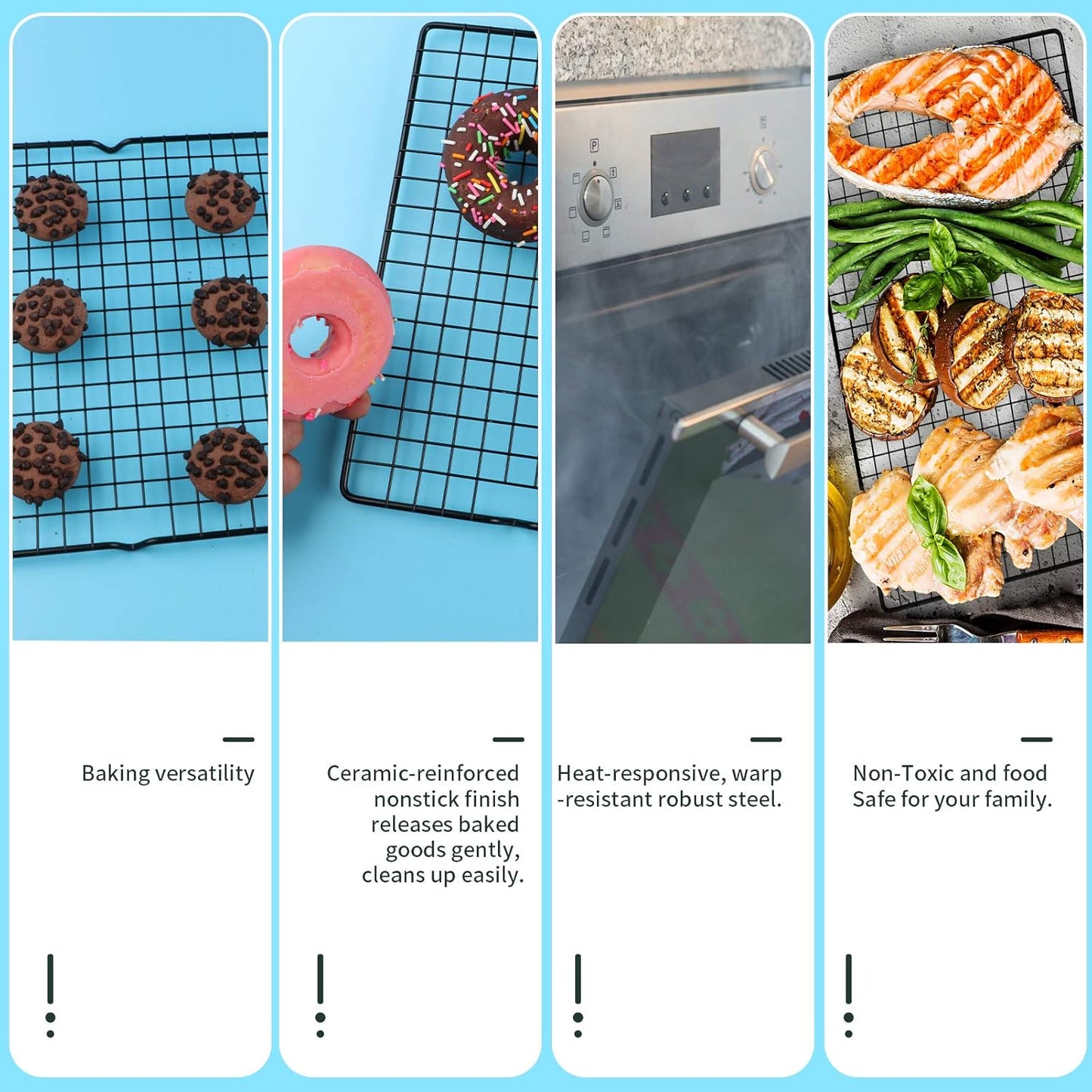 Non-Stick Steel Baking & Cooling Rack, Heavy Duty Oven Safe for Cookies, Cakes, Breads - 9.84"x15.9" - 1 Piece