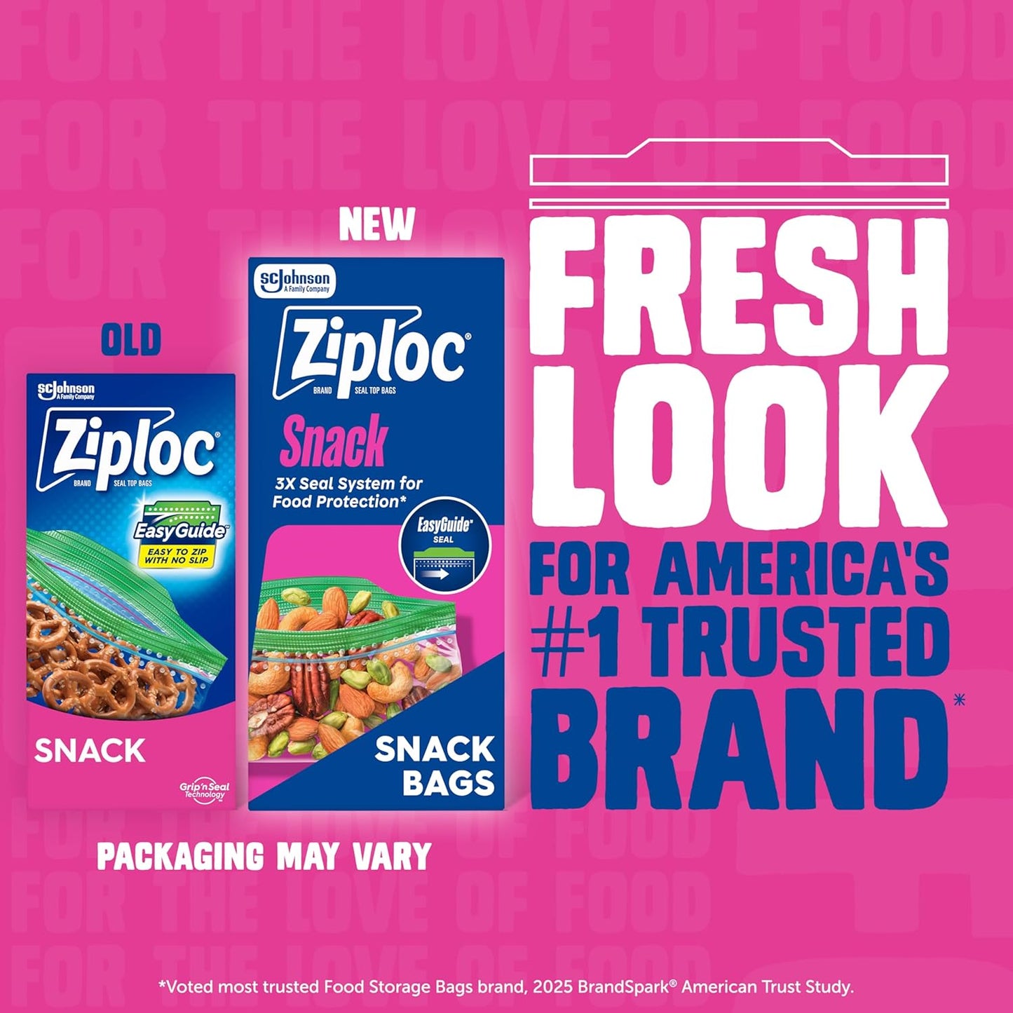 Ziploc Snack Bags with EasyGuide Texture, Small Plastic Storage Bags with Grip 'N Seal Technology, 280 Bags Total