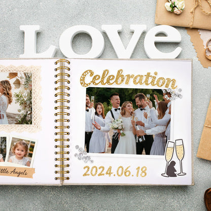 Yopih Linen Covered Scrapbook Photo Album, 8x8 Inches with Hardcover Kraft White Pages - Ideal for Travel, Wedding, Guest Book, Christmas, Baby Shower (20 Sheets/40 Pages)