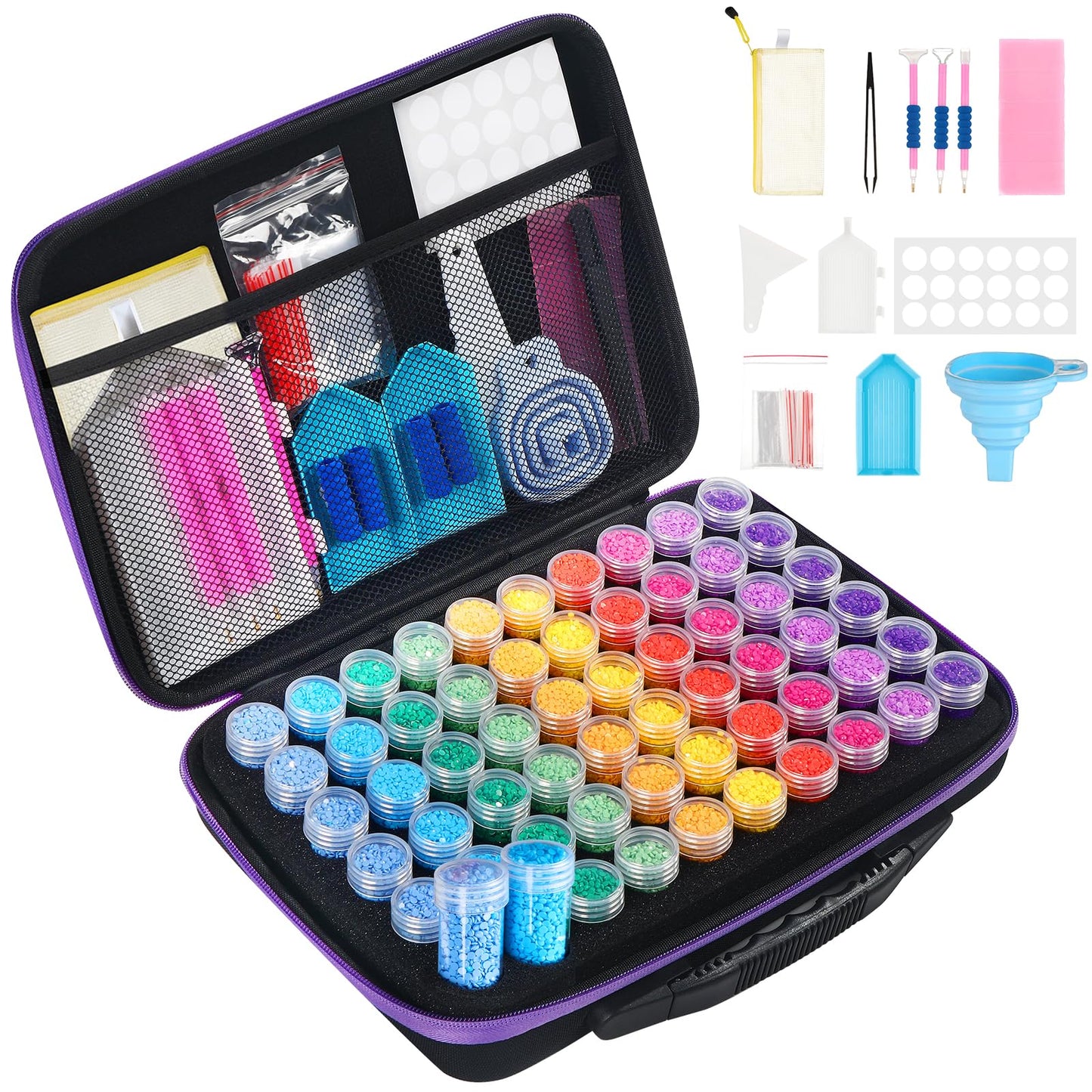 Douorgan Diamond Painting Storage Containers 60 Slots Accessories and Tools Portable Diamond Painting Organizer Shockproof Diamond Art Storage Case Jewelry Beads Storage Box