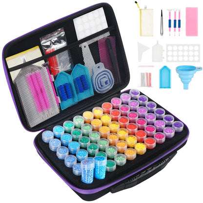 Douorgan Diamond Painting Storage Containers 60 Slots Accessories and Tools Portable Diamond Painting Organizer Shockproof Diamond Art Storage Case Jewelry Beads Storage Box