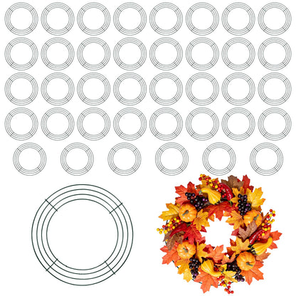 SOUJAP 40 PCS 10 Inch Metal Wreath Frame Ring, Round Green Wire Floral Wreath Form for Party, DIY Crafts, Home Decoration