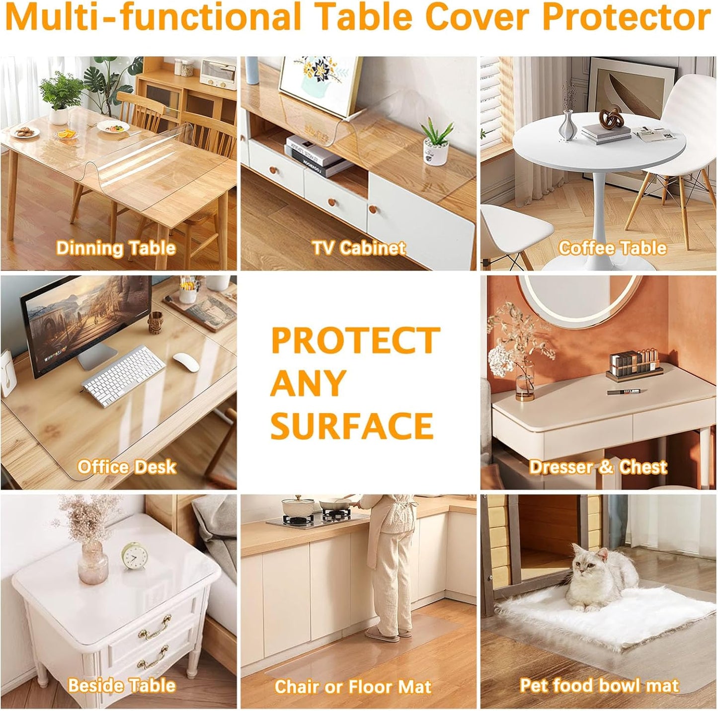 12 14 Inch Clear Table Protector X Thick Plastic Table Cover Protector Waterproof PVC Clear Tablecloth Protector Pad