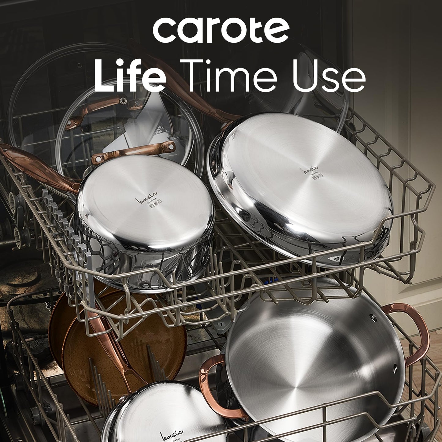 CAROTE 8 Qt Tri-Ply Stainless Steel Stockpot, Non-Toxic Stock Pot with Lid, Soup Pot for Pasta, Even Heating, Oven Safe, Induction, Ceramic and Gas Cooktops Compatible, Sliver