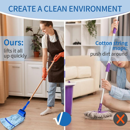 2 Pack - Large Commerical Microfiber Tube Mop 400GSM - Heavy Duty Industrial Wet Mop Head Refill, Thick Fiber, Replacement Heads, Extra Absorbent