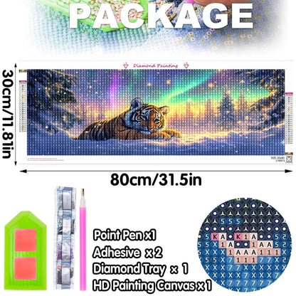 Bimkole Large Diamond Art Kits for Adults Tiger, Full Drill 5D DIY Rhinestone Embroidery Set Paint with Diamonds Art Aurora by Number Kits Cross Stitch Home Wall Craft Decoration 31.5x11.81 Inch