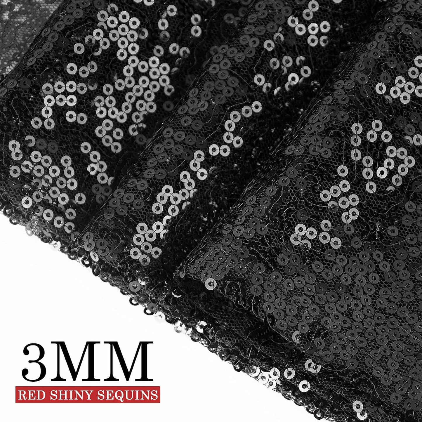Black Sequin Table Runners, 4 Pack Glitter Table Runner for Parties, Weddings, Halloween, 12''x 72''