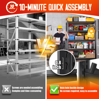 Set of 5 71"H Garage Shelving-5 Tier Garage Storage Shelves,Adjustable Heavy Duty Metal Shelving Unit and Storage Large Rack,Utility Steel Shelf For Warehouse Industrial Pantry Basement 32"Wx14"D