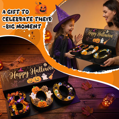 Halloween Candy Gift Box, BOO Letter Shaped DIY Fillable with Ribbon Raffia