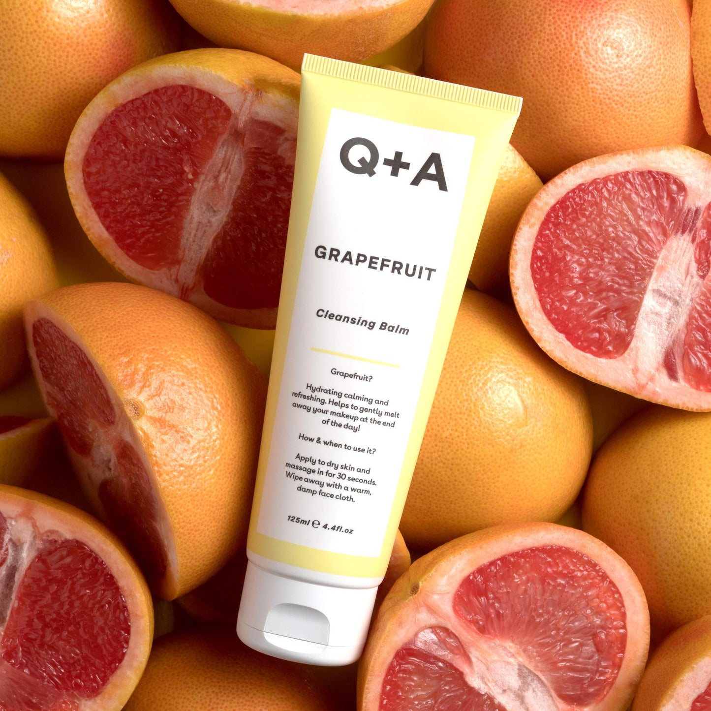 Q+A Grapefruit Cleansing Balm, Makeup Remover 125ml / 4.4fl Oz