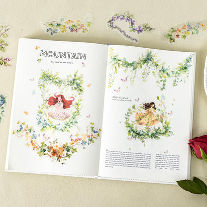 AuriicLeaf Floral Vine PET Stickers, 120 Pcs Large Botanical Ephemera for Scrapbooking, Journaling, DIY Crafting, and Art Supplies